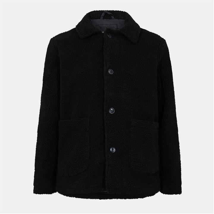 Brave Soul Men' Black Borg Jacket With Buttons in Size S, Sports Direct