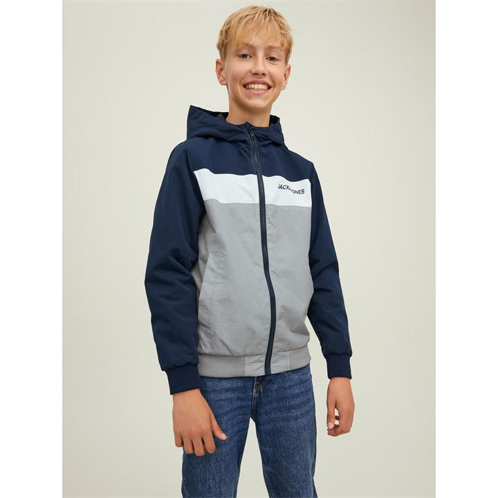 Jack And Jones Boys Blue Kids' Hooded Long Sleeve Bomber Jacket in Size 7 - 8 Years, Sports Direct