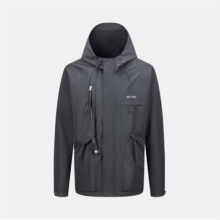 Firetrap Men's Black Windproof Full Zip Hooded Rain Anorak in Size 2XL, Sports Direct