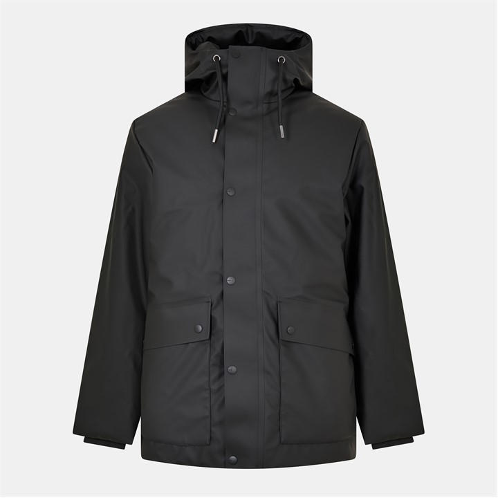 Rains Men's Black Nome Waterproof Insulated Hooded Parka in Size L, Sports Direct