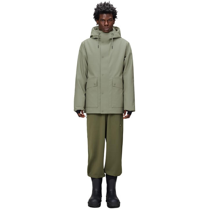 Rains Men's Green Nome Waterproof Insulated Hooded Parka in Size L, Sports Direct