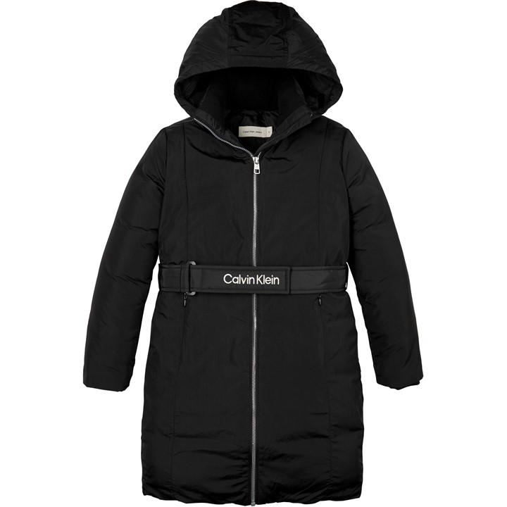 Calvin Klein Jeans Girls Black Kids' Insulated Long Puffer Jacket in Size 14 - 16 Years, Sports Direct