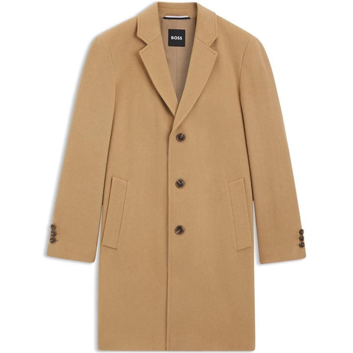 Boss Men' Beige Hyde Overcoat in Size S, Sports Direct