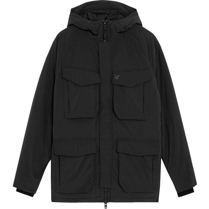 Lyle And Scott Men's Black Lyle & Scott Funnel Neck Long Sleeve Parka in Size M, Sports Direct