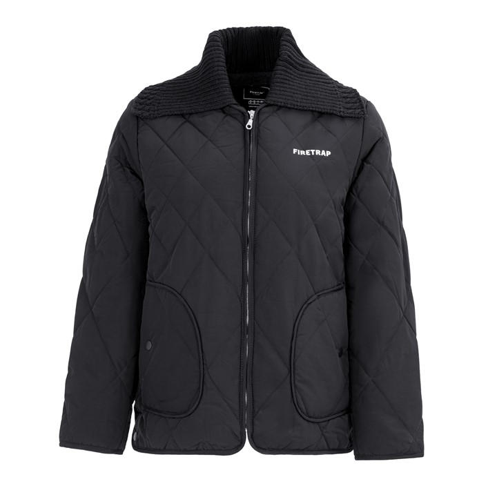 Firetrap Women's Black Long Sleeve Hip Length Quilted Jacket in Size 10, Sports Direct