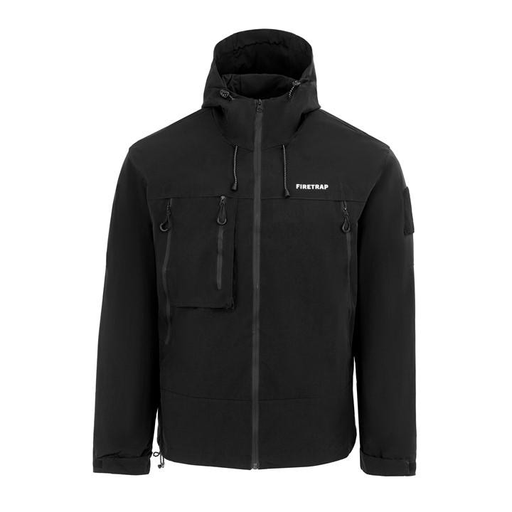 Firetrap Men's Black Windproof Hooded Long Sleeve Windbreaker in Size XS, Sports Direct