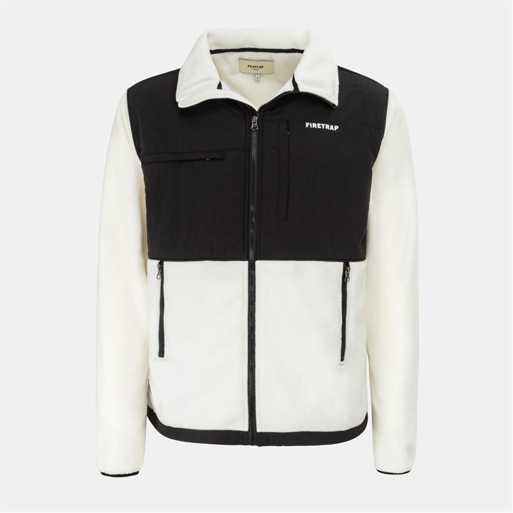 Firetrap Men' White Fleece Jacket in Size S, Sports Direct