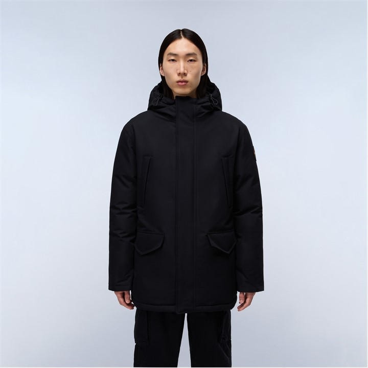 Napapijri Men' Black Napa Weather-Resistant Hooded Parka in Size S, Sports Direct