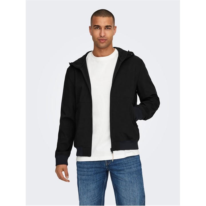 Only And Sons Men' Black Bowie Softshell Jacket in Size S, Sports Direct
