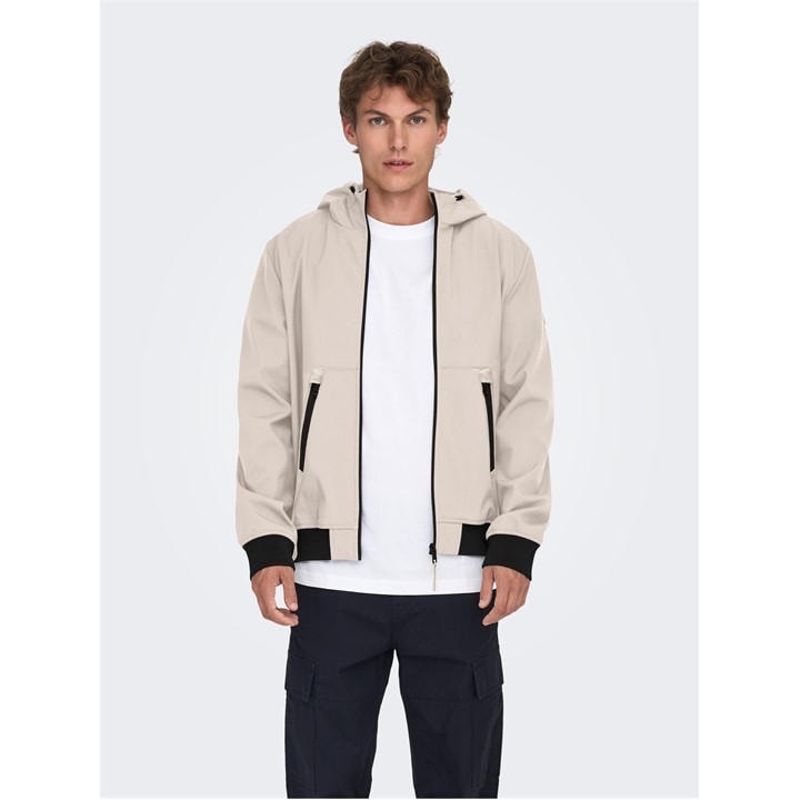 Only And Sons Men's Beige Bowie Softshell Jacket in Size XL, Sports Direct