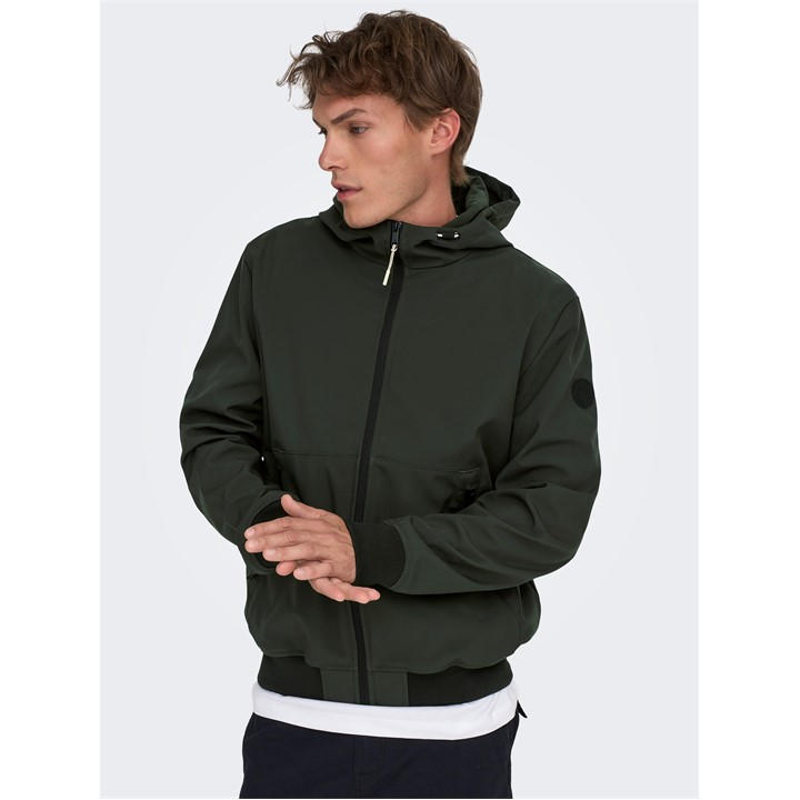 Only And Sons Men's Green Bowie Softshell Jacket in Size M, Sports Direct