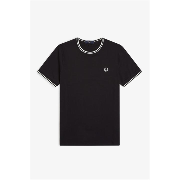 Fred Perry Men' Black Twin Tipped T-Shirt in Size S, Sports Direct