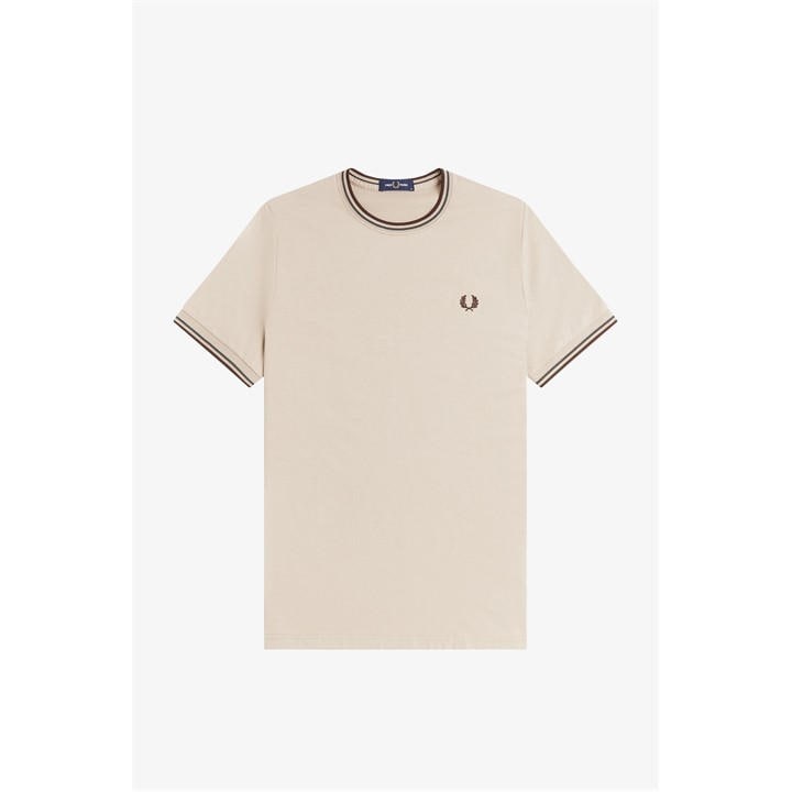 Fred Perry Men's Beige Twin Tipped T-Shirt in Size XL, Sports Direct