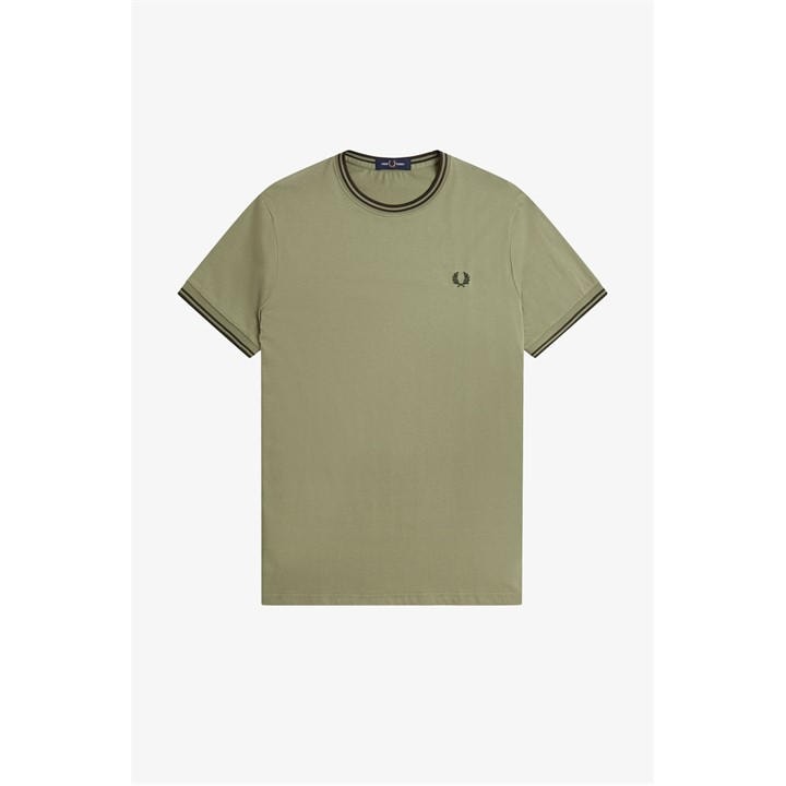 Fred Perry Men' Green Twin Tipped T-Shirt in Size S, Sports Direct