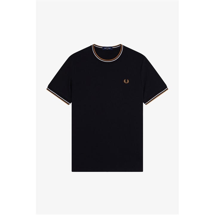 Fred Perry Men's Black Twin Tipped T-Shirt in Size L, Sports Direct