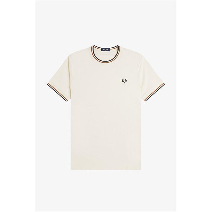 Fred Perry Men's Beige Twin Tipped T-Shirt in Size XL, Sports Direct