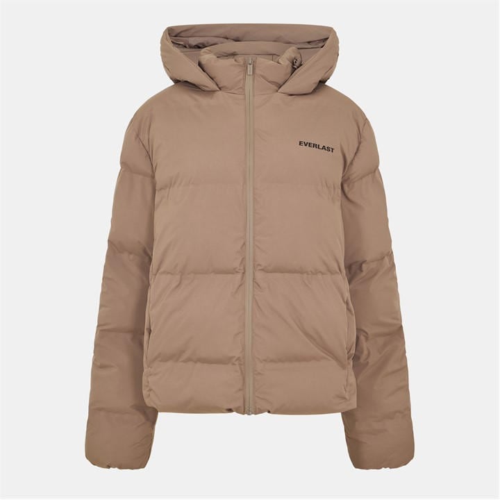 Everlast Women's Beige Water Resistant Windproof Detachable Hood Long Sleeve Puffer Jacket in Size 12, Sports Direct