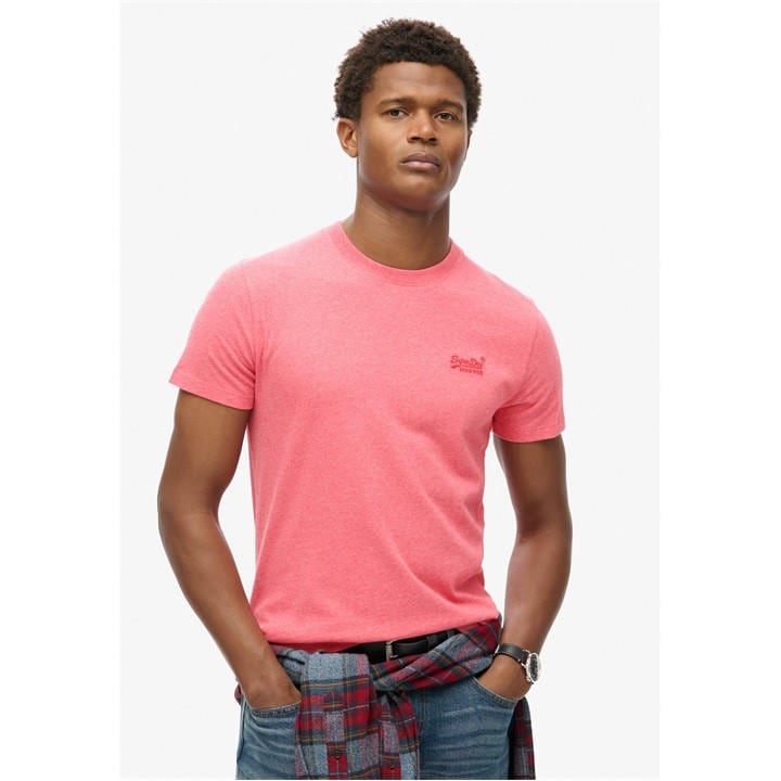 Superdry Men' Pink Small Chest Logo T Shirt in Size S, Sports Direct