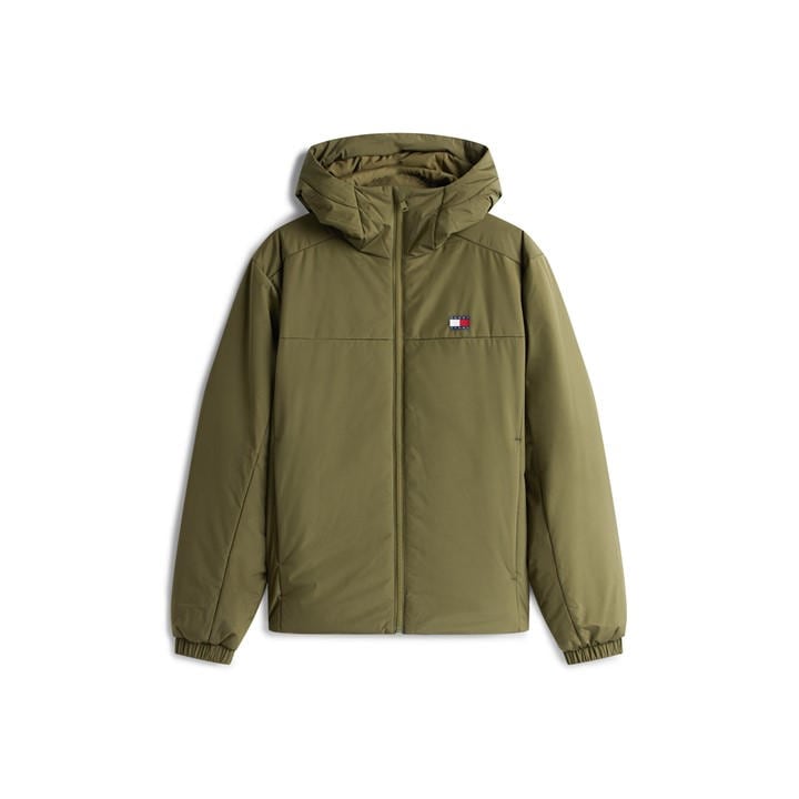 Tommy Jeans Men's Green Padded Hood Windbreaker in Size 2XL, Sports Direct