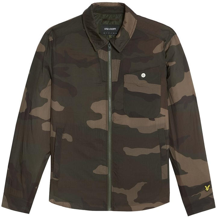 Lyle And Scott Men's Beige Camo Overshirt in Size M, Sports Direct