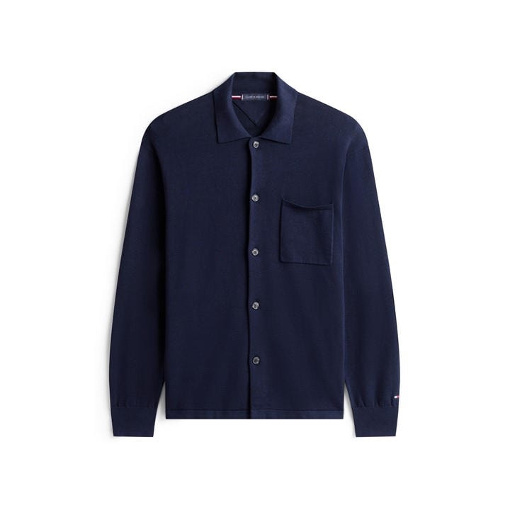 Tommy Hilfiger Men's Blue Cotton Button-Front Overshirt in Size XL, Sports Direct