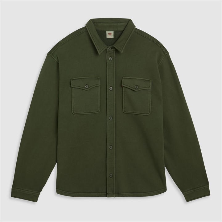 Levis Men's Green Bayview Soft Worker Cotton Long-Sleeve Overshirt in Size L, Sports Direct