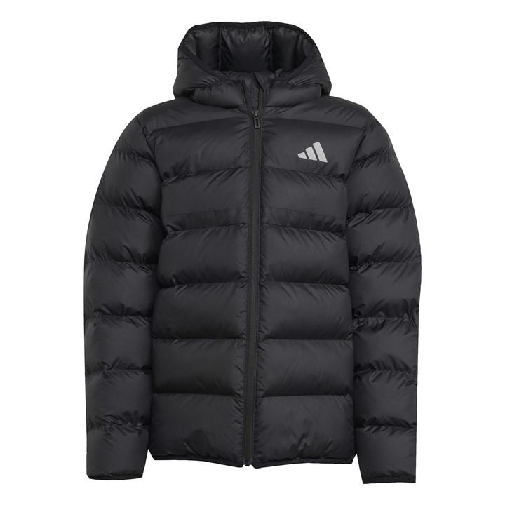 Adidas  Kids Black Synthetic Down Water-Repellent Climawarm Puffer Jacket in Size 14 Years, Sports Direct