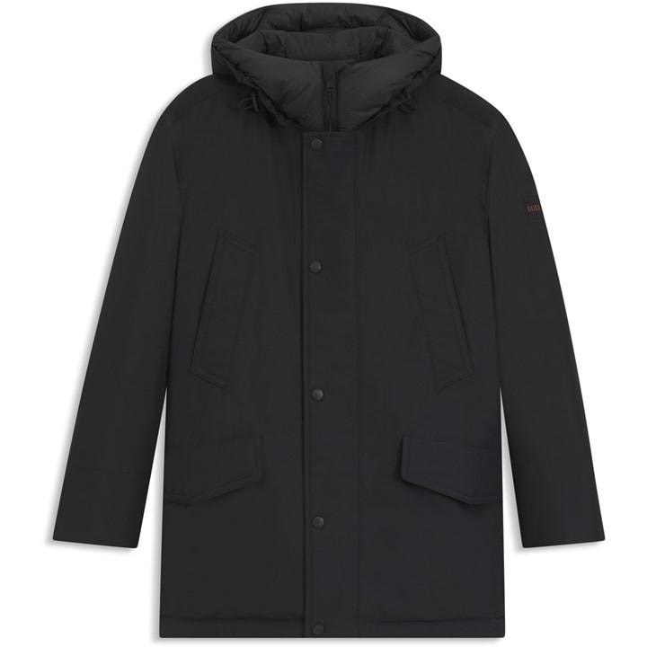 Boss Men's Black Osias Water Repellent Insulated Relaxed Fit Parka in Size M, Sports Direct