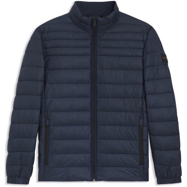 Boss Men' Blue Oden Orange Lightweight Short Puffer Jacket in Size S, Sports Direct