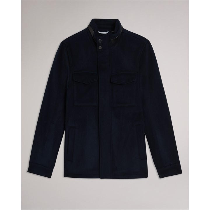 Ted Baker Men's Blue Funnel Neck Overcoat in Size M, Sports Direct