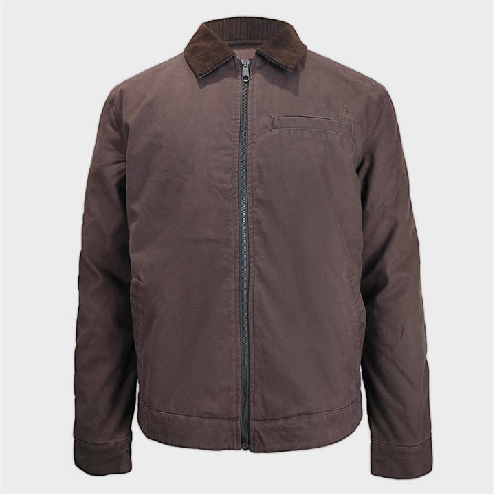 Jack Wills Men's Brown Stone Canvas Wind Resistant Cotton Long Sleeve Varsity Jacket in Size 2XL, Sports Direct