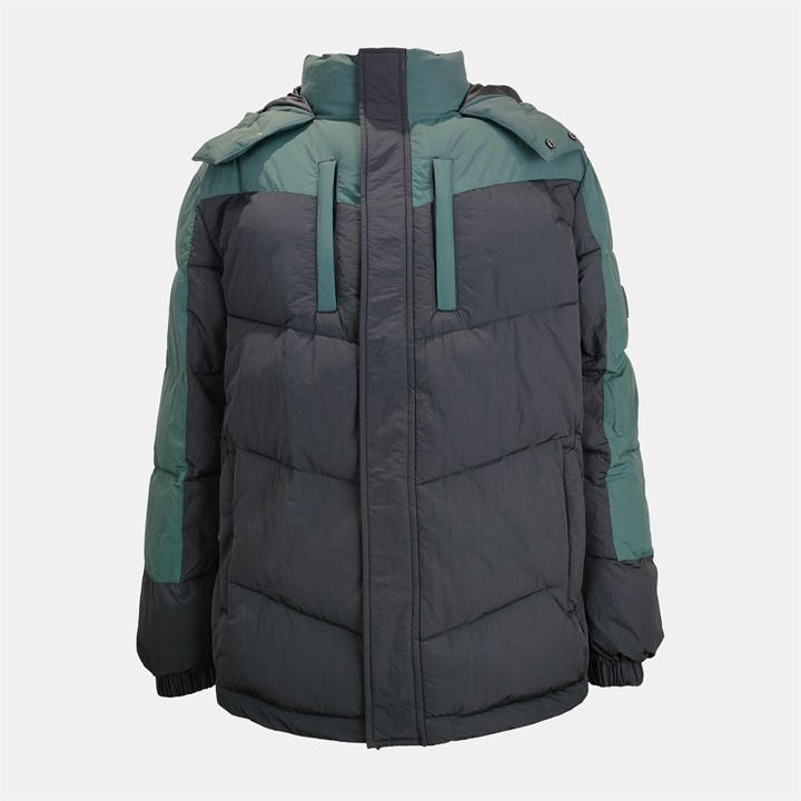 Jack Wills Men's Black/Pine Coast Water And Wind Resistant Hooded Short Puffer Jacket - L - Image 4