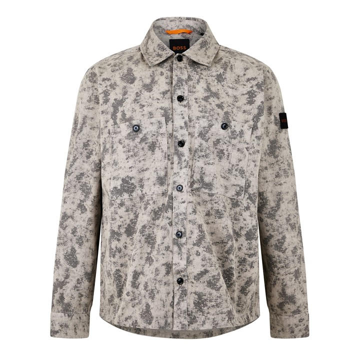 Boss Men' Beige Locky 2 M Orange Camo Overshirt in Size S, Sports Direct