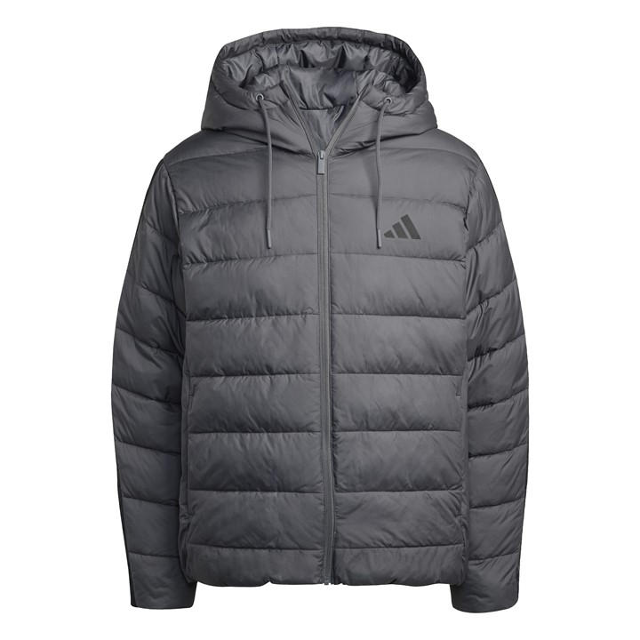 Adidas Men's Grey Essentials Climawarm 3-Stripes Synthetic Down Jackets in Size L, Sports Direct