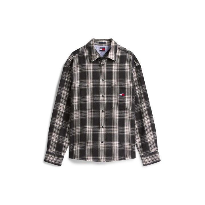 Tommy Jeans Men's Black Check Brushed Overshirt in Size M, Sports Direct