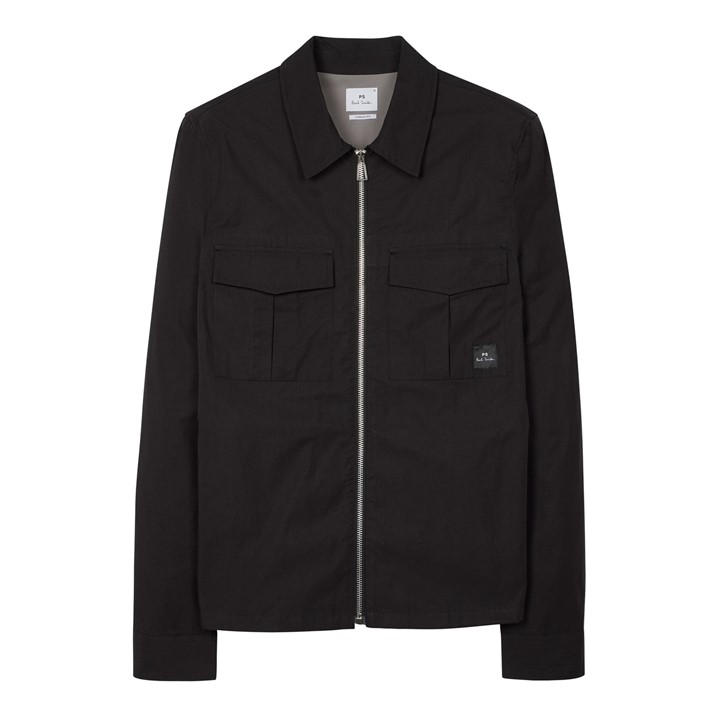 Ps Paul Smith Men's Black Cotton Zip Long Sleeve Overshirt in Size 2XL, Sports Direct