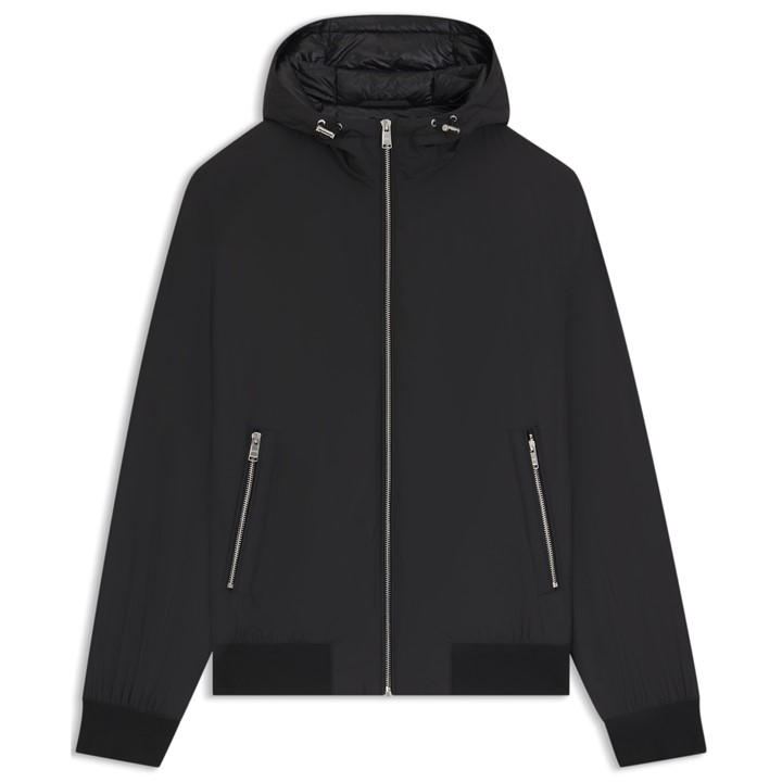 Boss Men's Black Hooded Full Zip Hybrid Jacket in Size M, Sports Direct