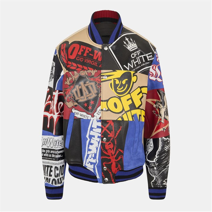 Off White Men's  Patch Varsity Jacket in Size L, Sports Direct