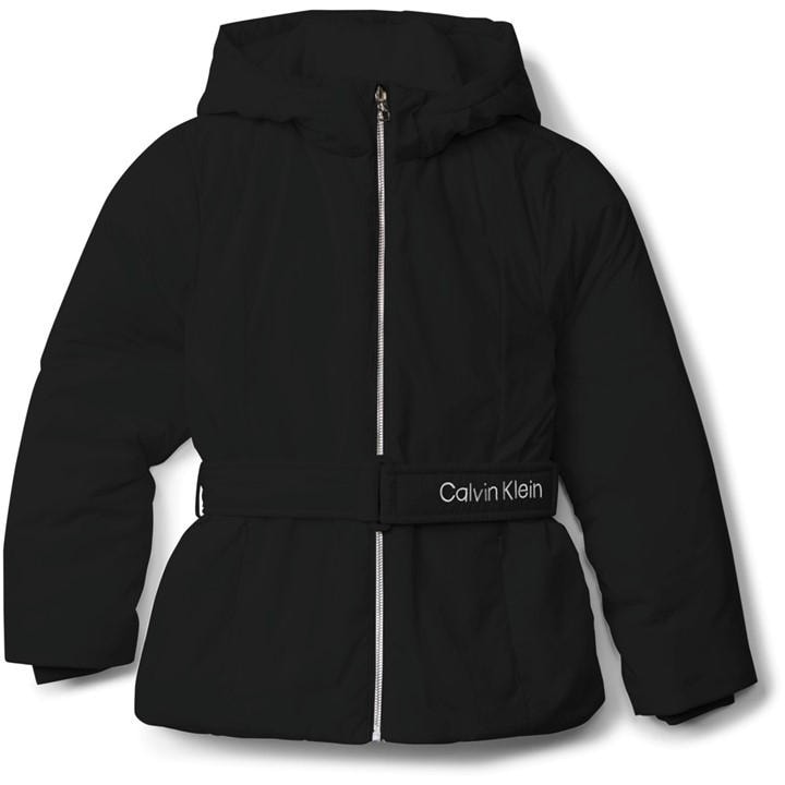 Calvin Klein Jeans Girls Black Kids' Belted Medium Puffer Jacket in Size 14 - 16 Years, Sports Direct