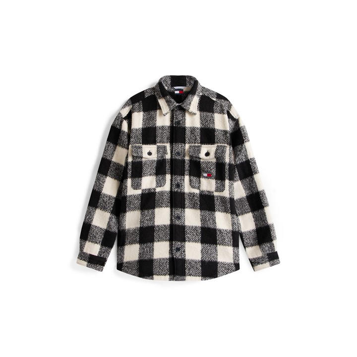 Tommy Jeans Men' Black Check Relaxed Fit Overshirt in Size S, Sports Direct