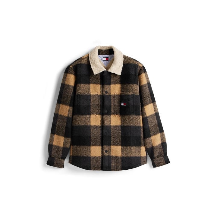 Tommy Jeans Men's  Borg Textured Overshirt in Size M, Sports Direct