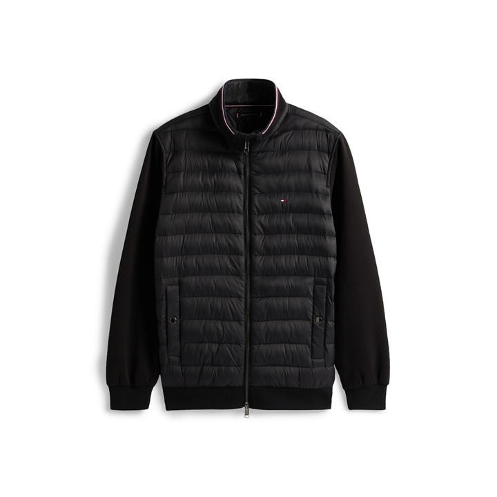 Tommy Hilfiger Men's Black Water-Repellent Quilted Hybrid Jacket in Size M, Sports Direct