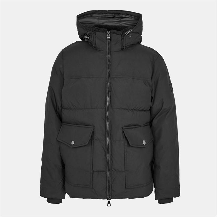 Tommy Hilfiger Men's Black Rockie Utility Medium-Weight Insulated Medium Puffer Jacket in Size XL, Sports Direct