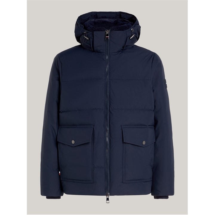 Tommy Hilfiger Men's Blue Rockie Utility Medium-Weight Insulated Medium Puffer Jacket in Size L, Sports Direct