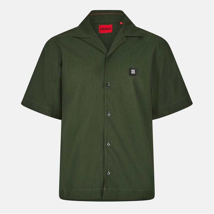 Hugo Men' Green Espino Button-Front Overshirt in Size S, Sports Direct