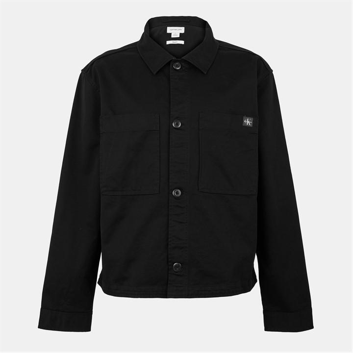Calvin Klein Jeans Men's Black Ckj Woven Box Boxy Fit Overshirt in Size L, Sports Direct