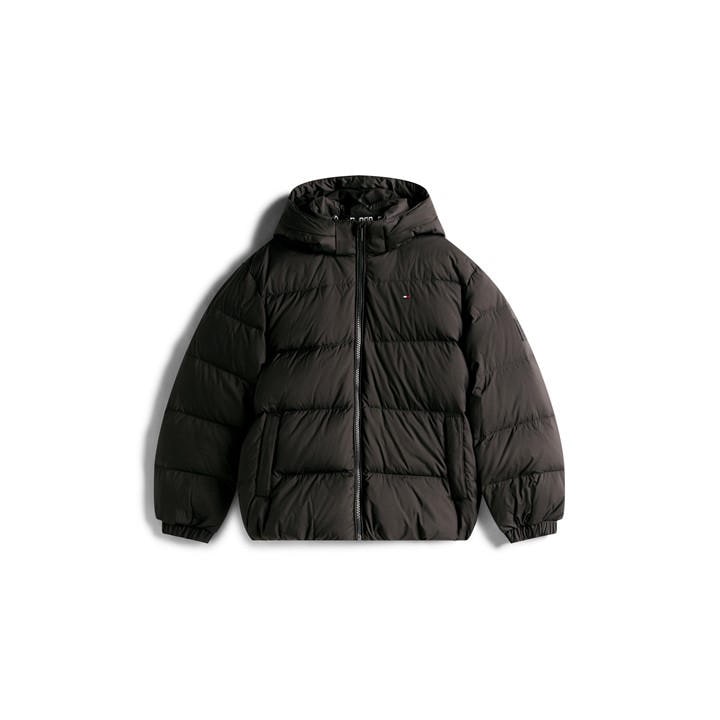 Tommy Hilfiger Boys Black Kids' Essential Insulated Short Puffer Jacket in Size 9 - 10 Years, Sports Direct