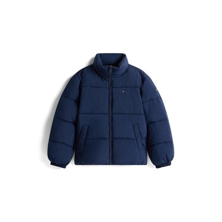 Tommy Hilfiger  Kids Blue ' Flag Short Puffer Jacket in Size 14 - 16 Years, Sports Direct