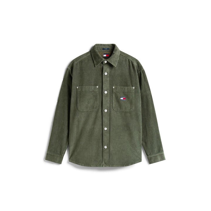 Tommy Jeans Men's Green Cord Relaxed Fit Overshirt in Size XL, Sports Direct