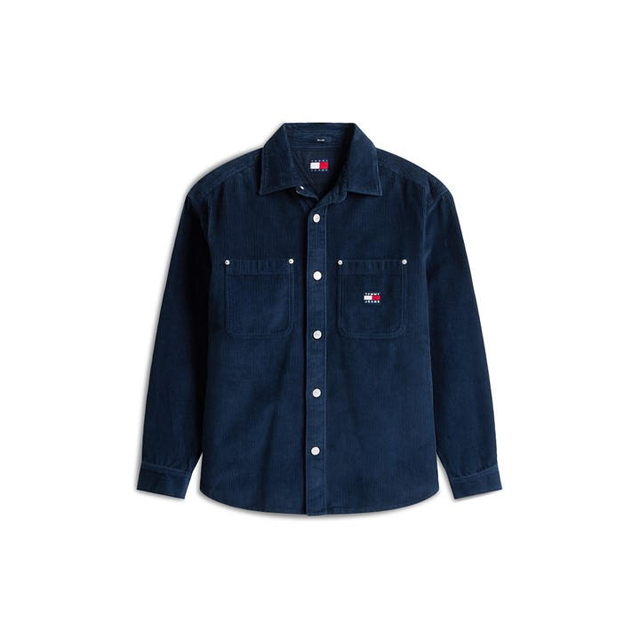 Tommy Jeans Men' Blue Cord Relaxed Fit Overshirt in Size S, Sports Direct